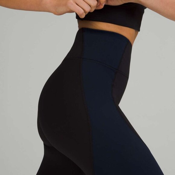 Lululemon Nulu Colour Block High-Rise Crop 23" Black / True Navy Renewed Size 14 - Picture 5 of 6